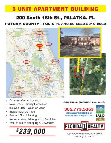 ***6 Units = 8 Cap + Palatka***$239k