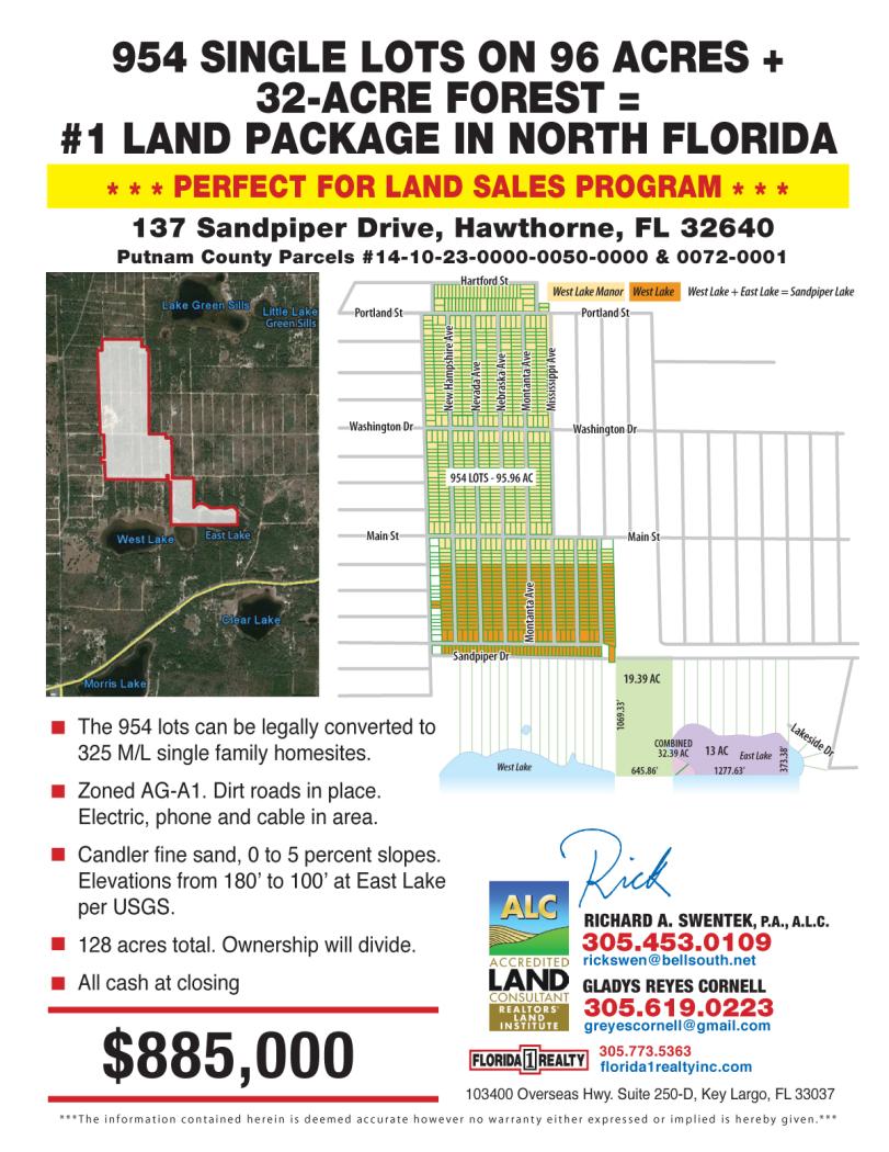 954 Lots on 128 Acres North Central FL=$885k