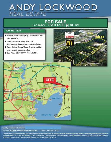 14 acres SWC I-10E @ SH61 Chambers County, TX