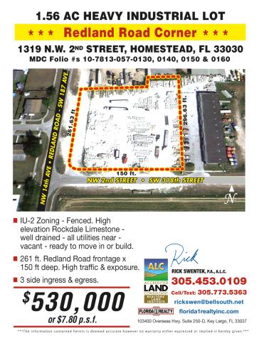 1.56 AC Heavy industrial Lot in Homestead