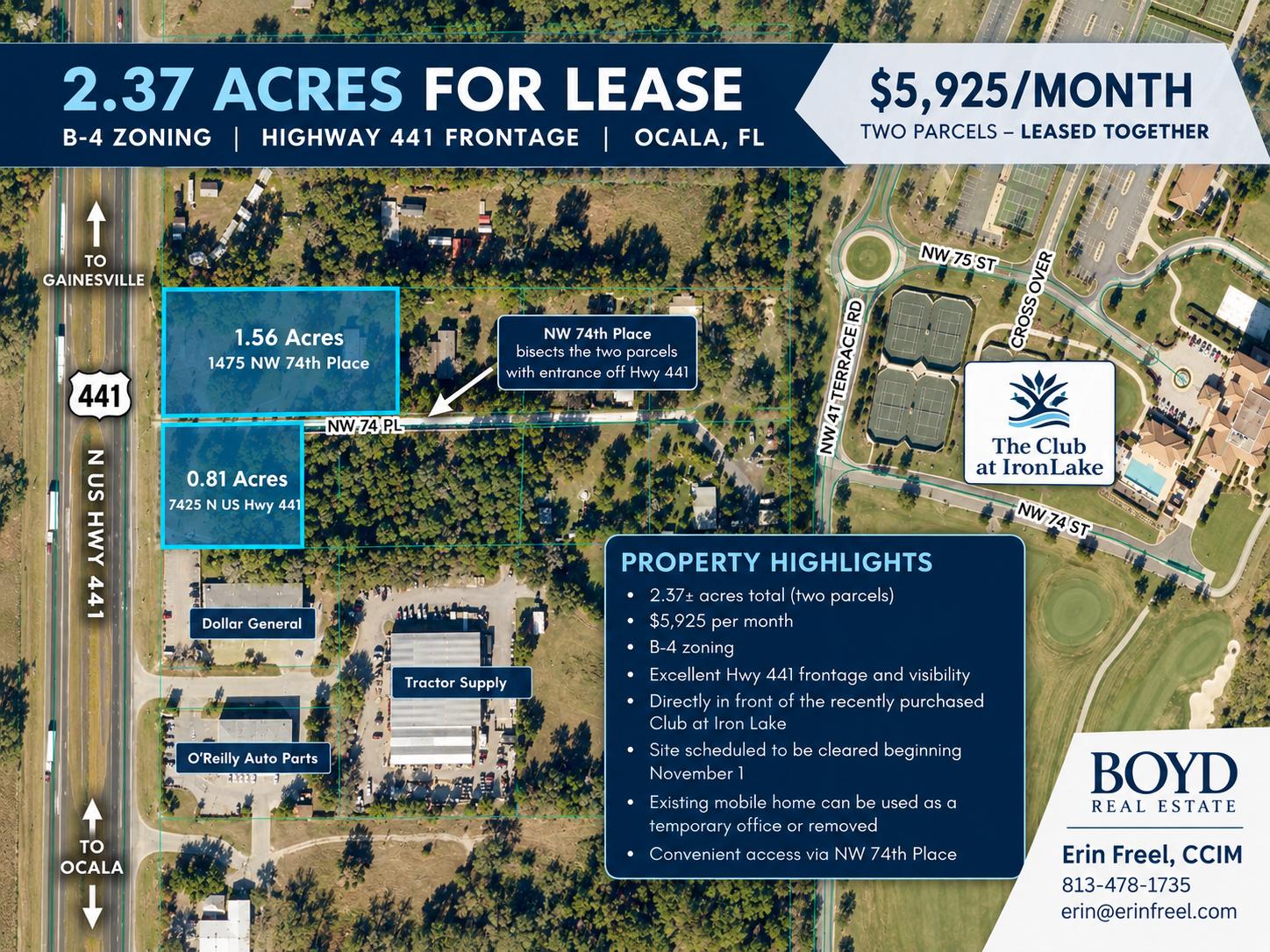 2.37 Acres For Lease: B4 with 441 Frontage