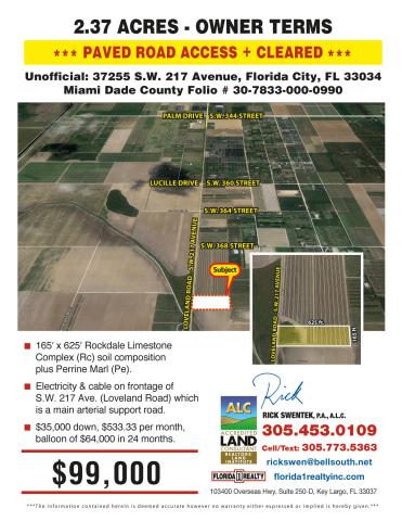 2.37 Acres on Main Road in Redland=$99k