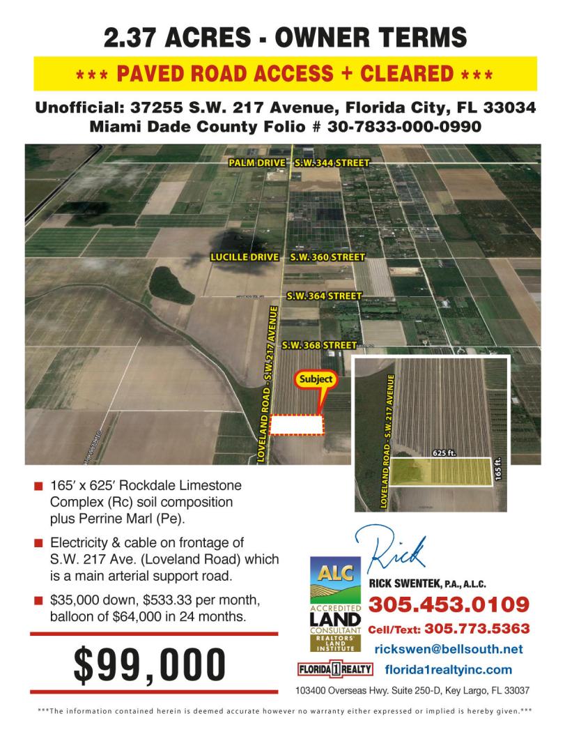 2.37 Acres on Main Road in Redland=$99k