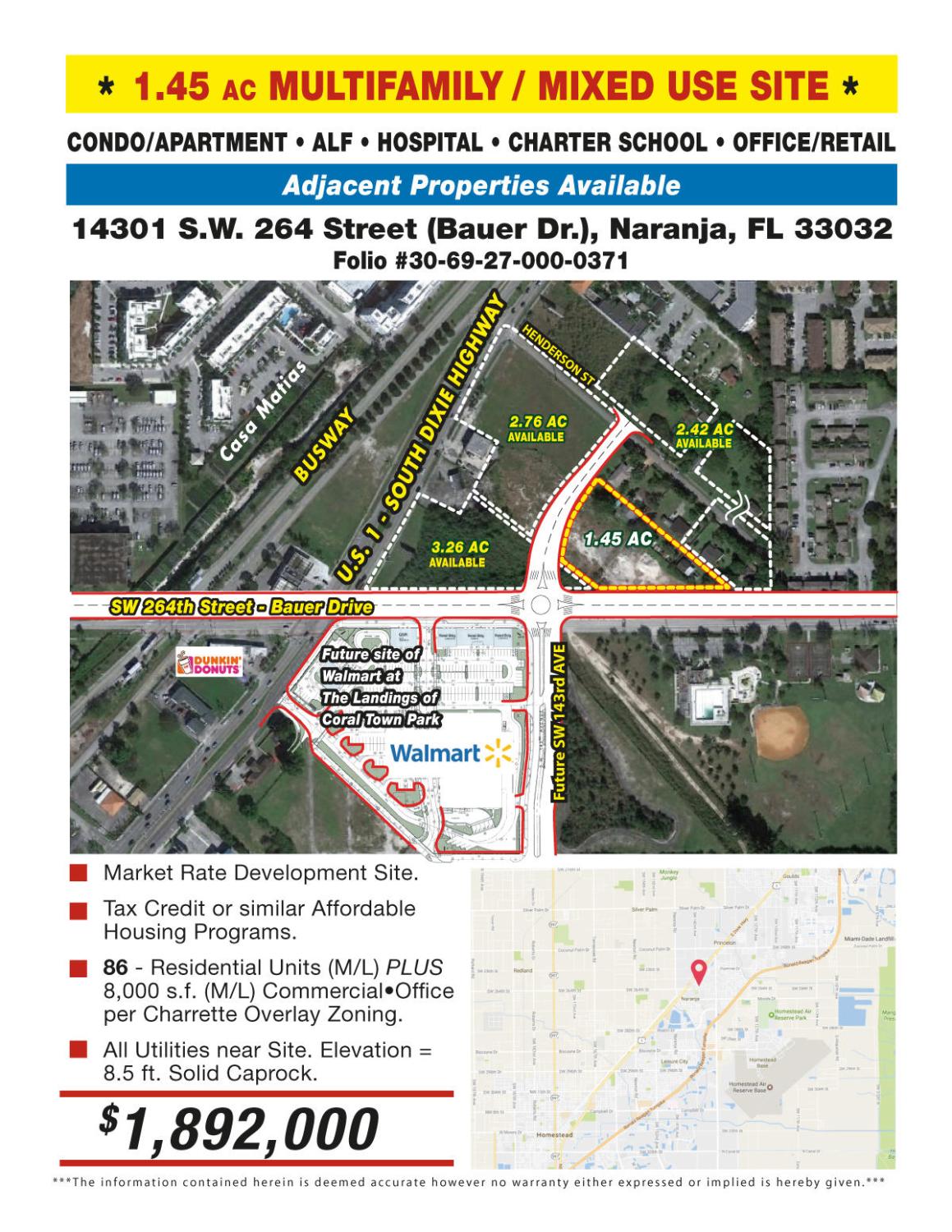 Naranja Multi Family = 1.45 ac = $1,892,000