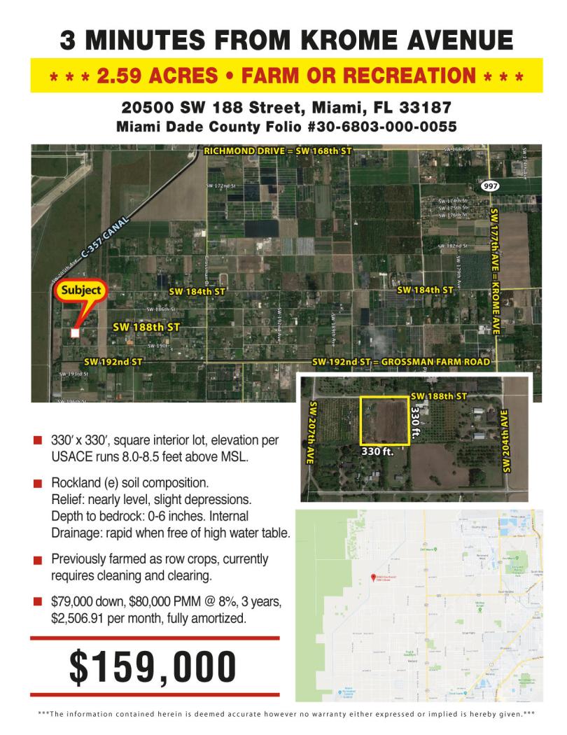 3 Minutes To Krome=2.59 Ac