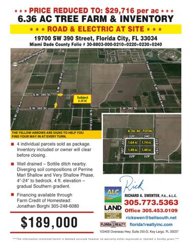 6.36 Acres=Marl=Tree Farm=Florida City