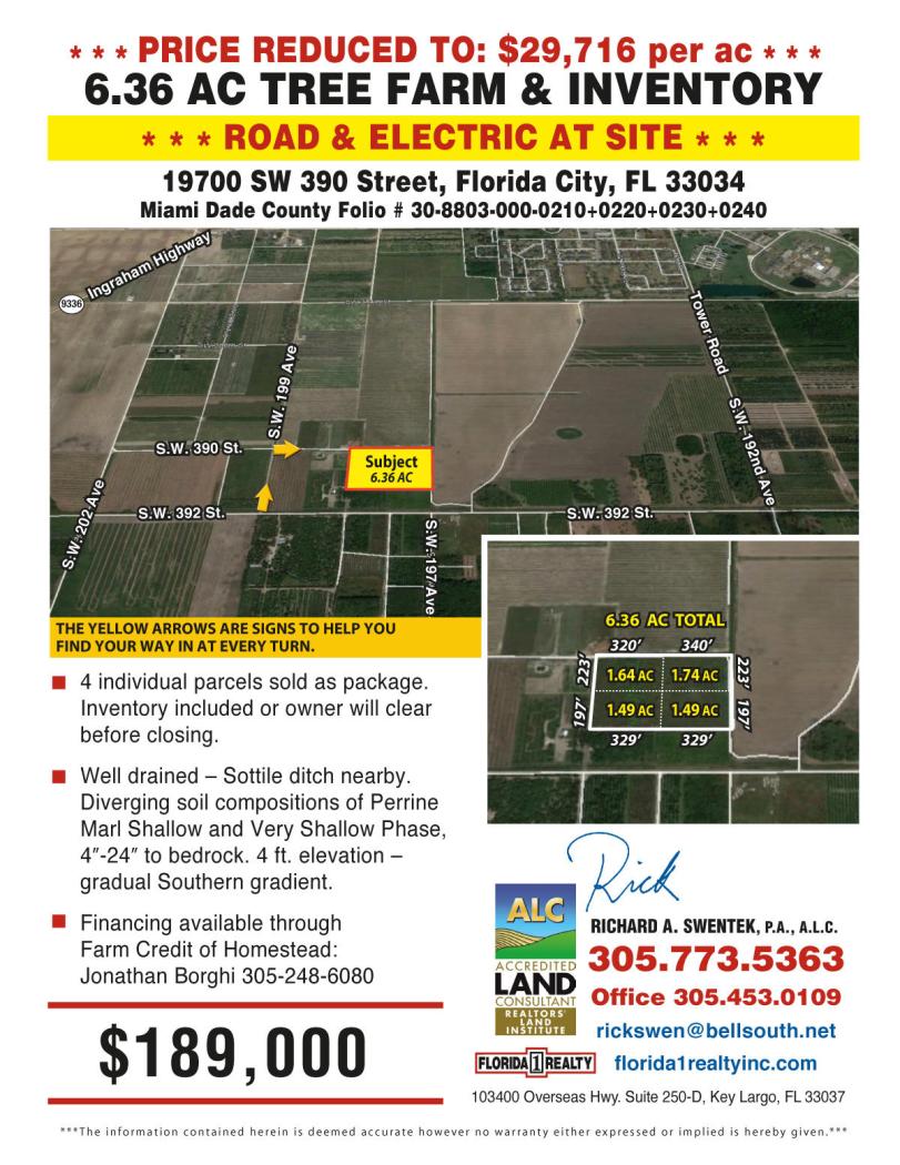 6.36 Acres=Marl=Tree Farm=Florida City