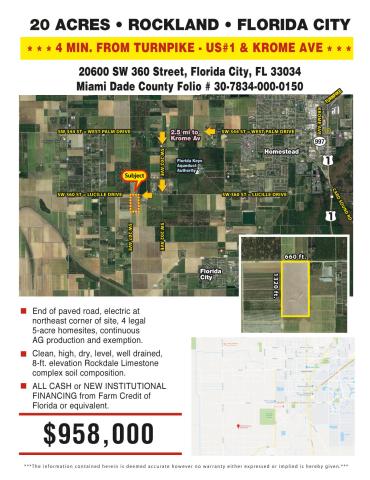 20 Ac Rockland - Florida City