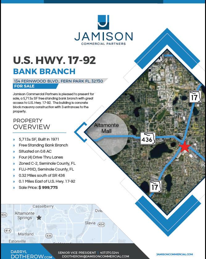 U.S. Hwy. 17-92 Bank Branch For Sale