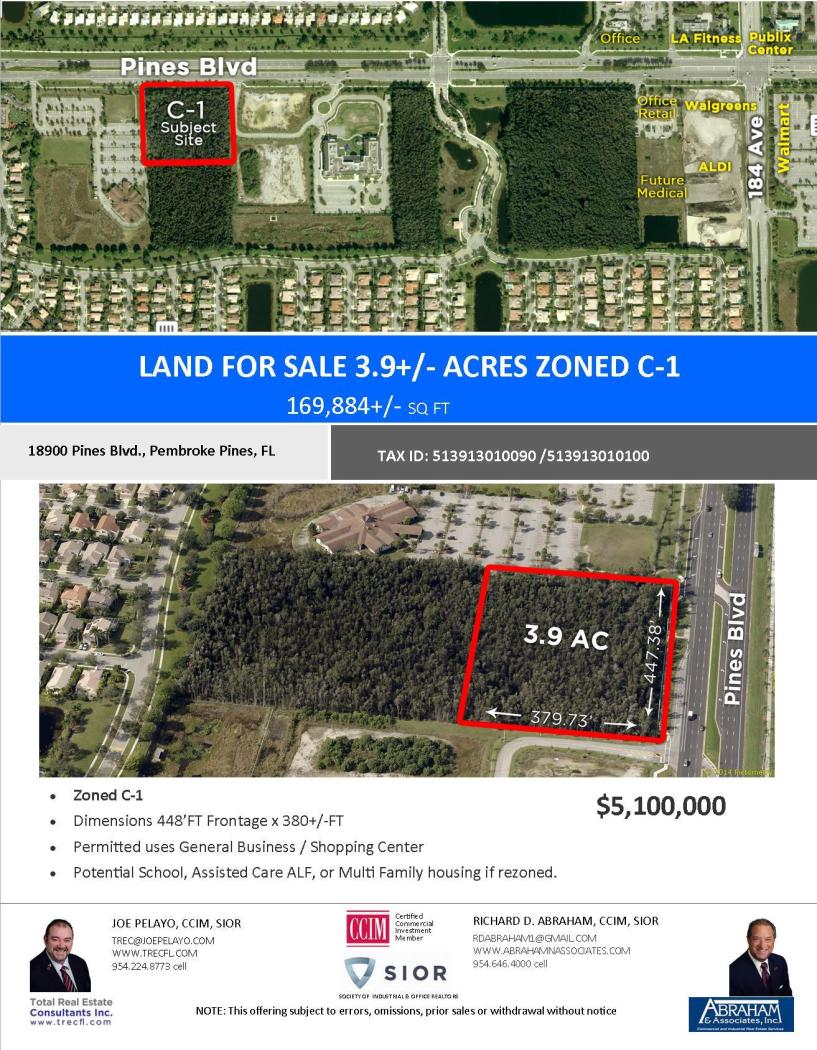 Land for Sale 3.9 AC +/-