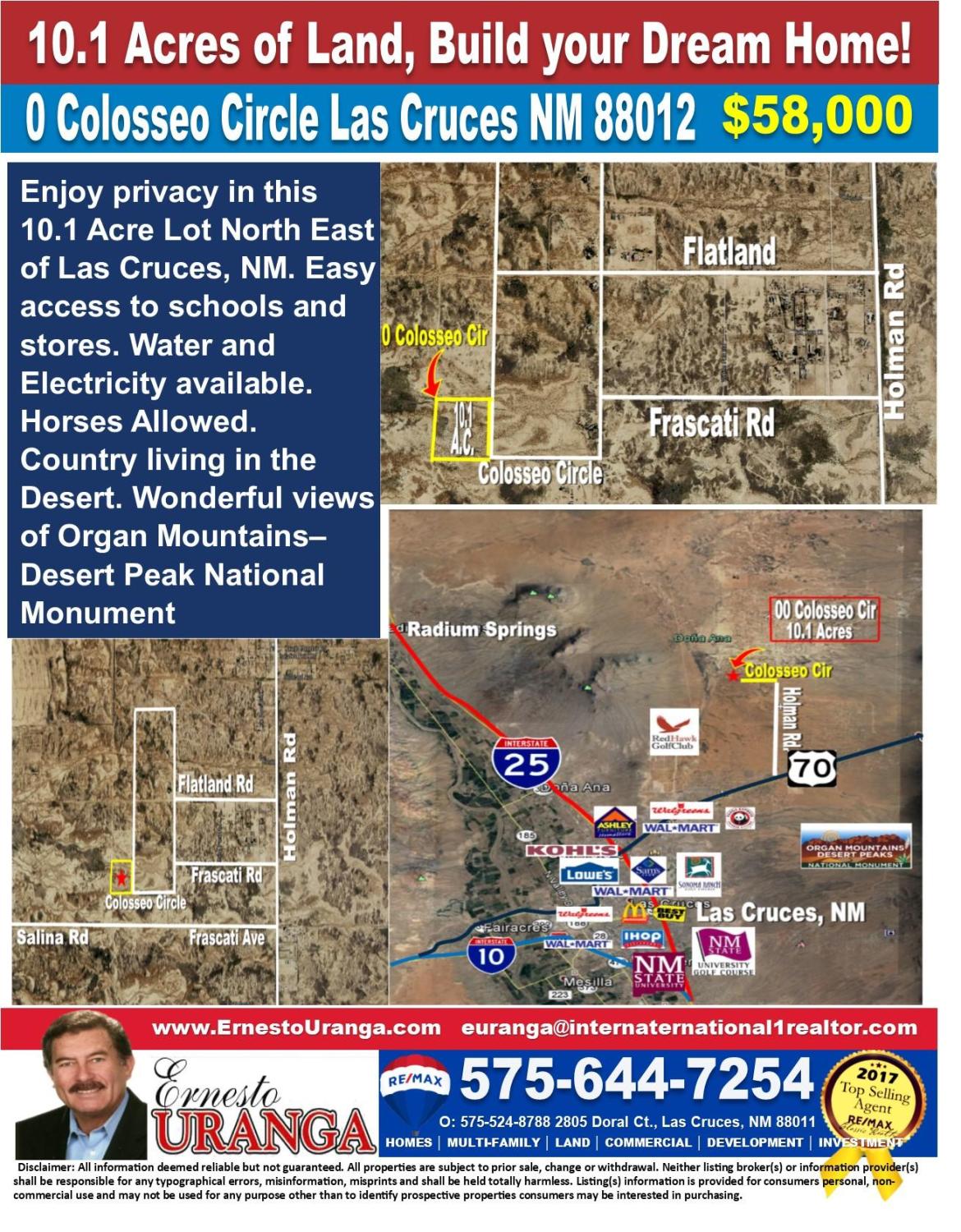 10.1 Acre Lot North East of Las Cruces, NM.