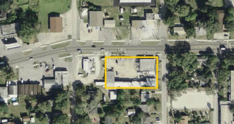 Commercial Buildings and Fenced Storage Yard
