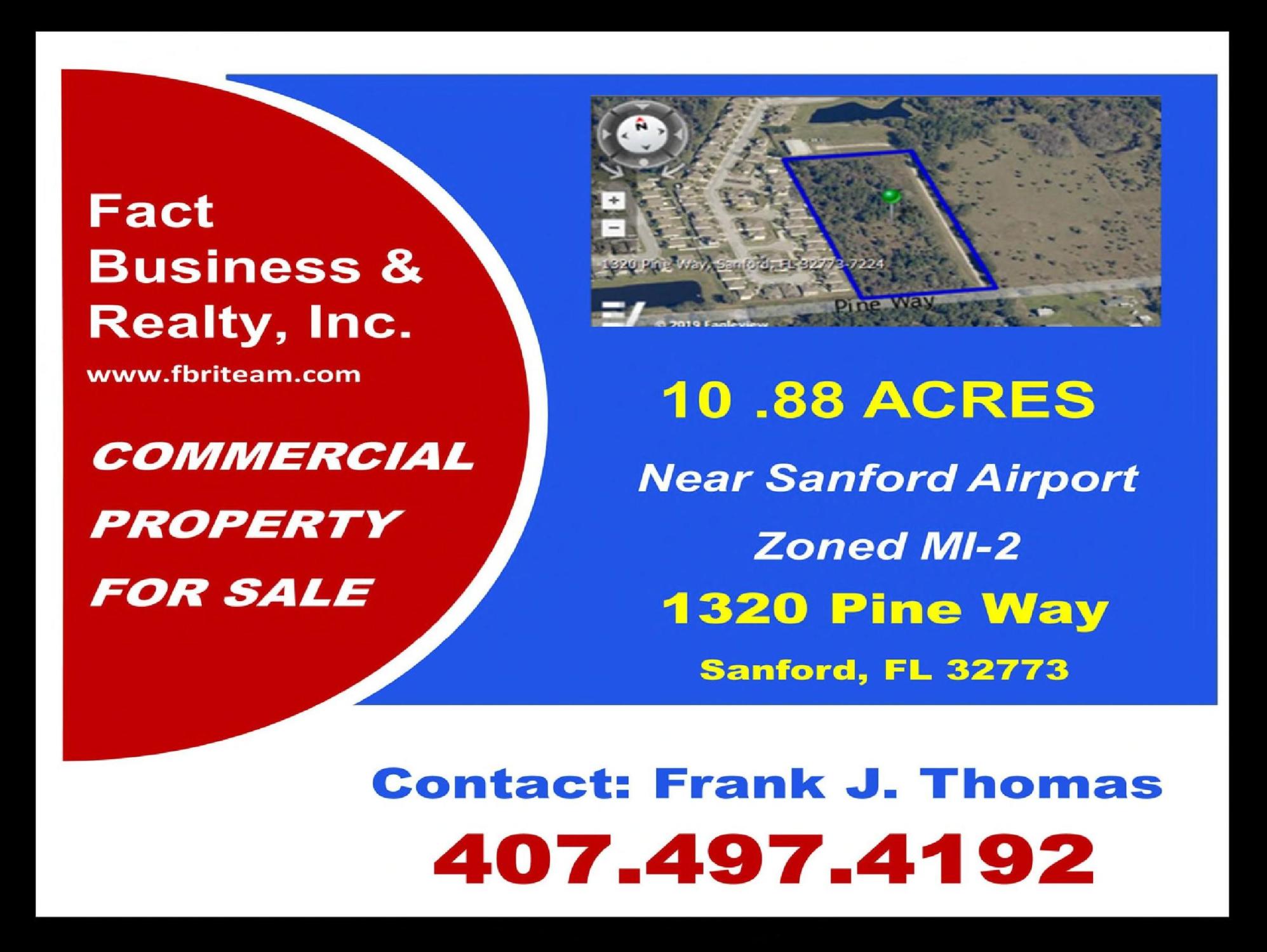 10.88 Acres Near Sanford Airport Zoned MI-2