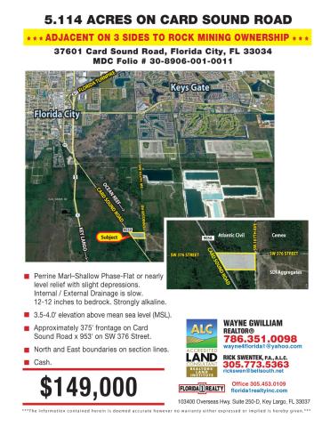 5.114 ac on card sound road Florida City