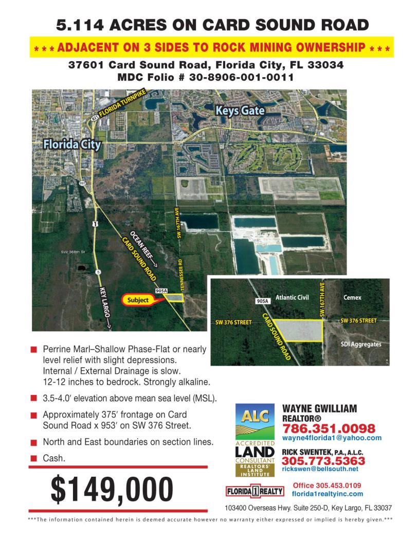 5.114 ac on card sound road Florida City