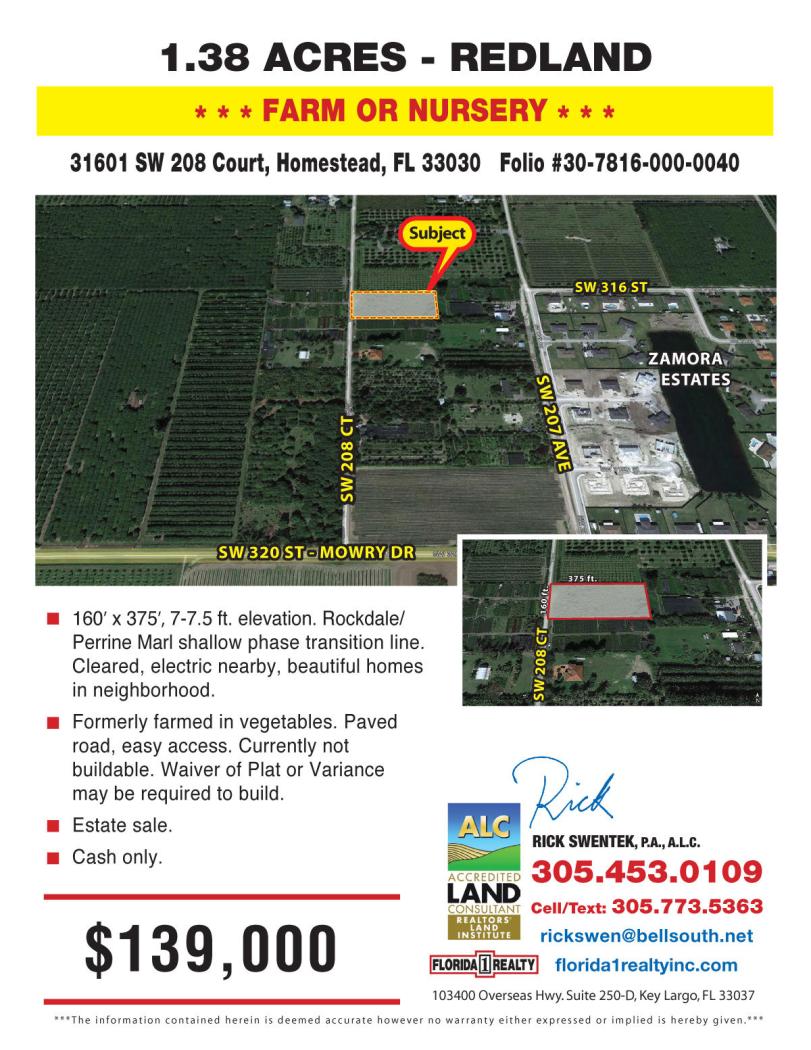 1.38 Acres = Redland