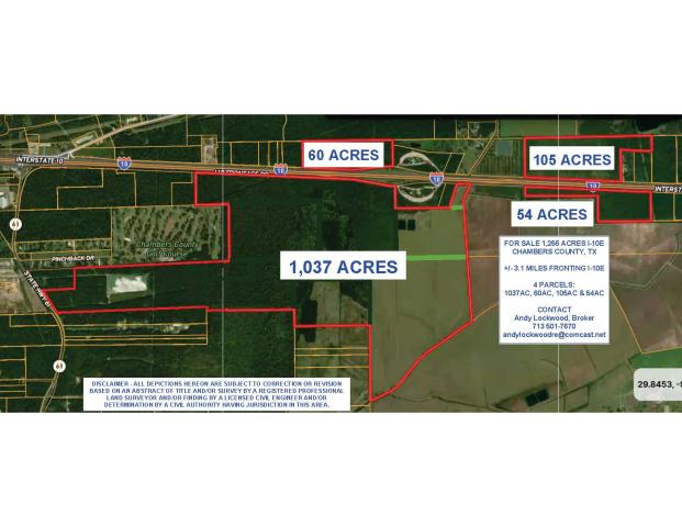 1,256ac w/3.1 miles I-10E Chambers County, TX