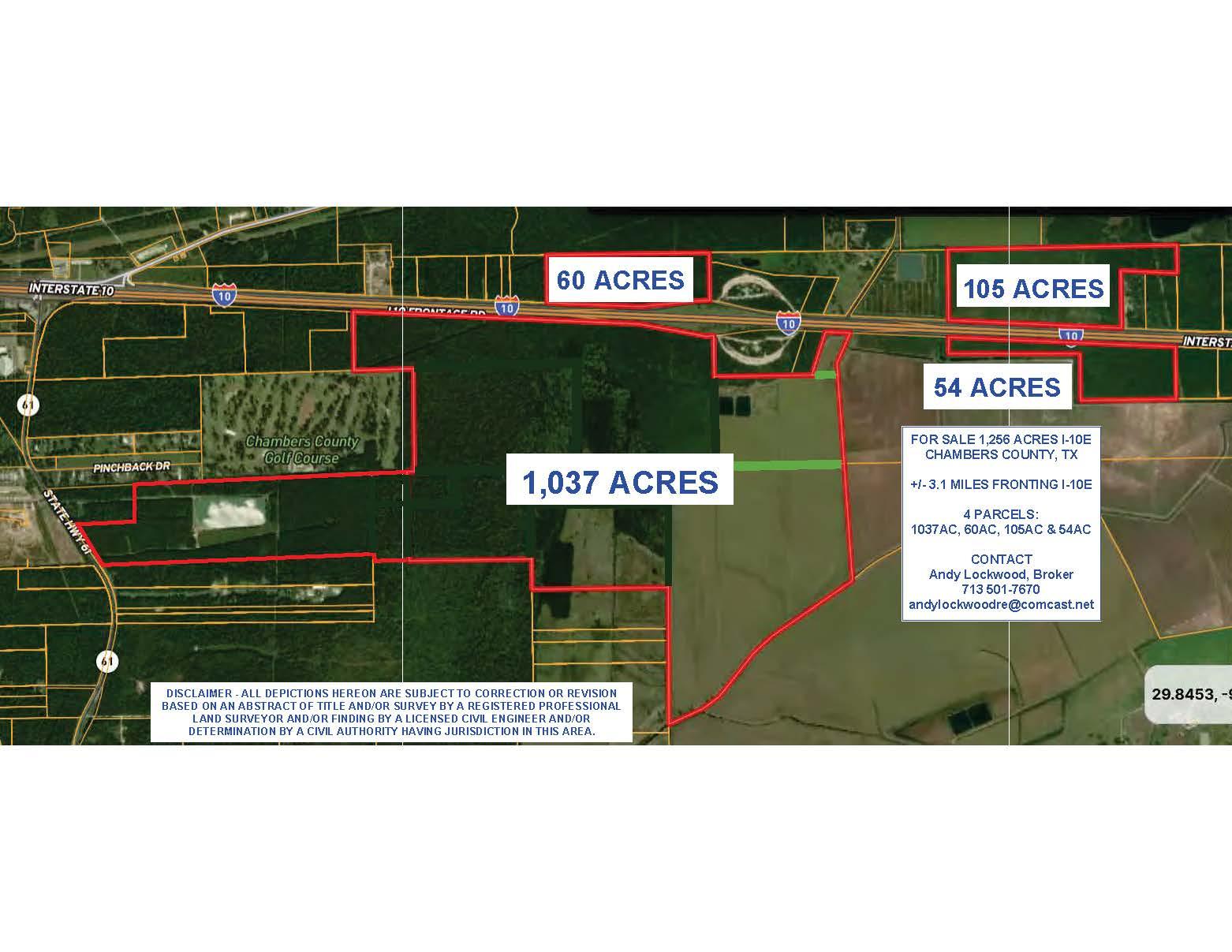 1,256ac w/3.1 miles I-10E Chambers County, TX