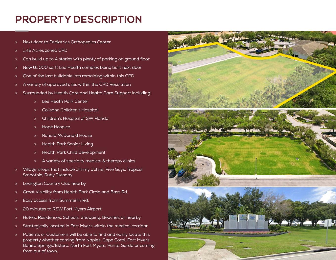 HEALTH PARK CPD-FORT MYERS FLORIDA DEVELOPMENT OPPORTUNITY
